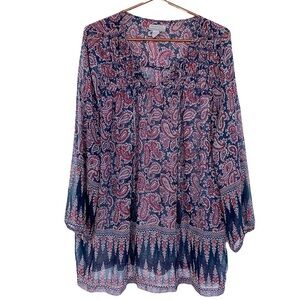 Cost Plus World Market Navy & Red Paisley Boho Tunic